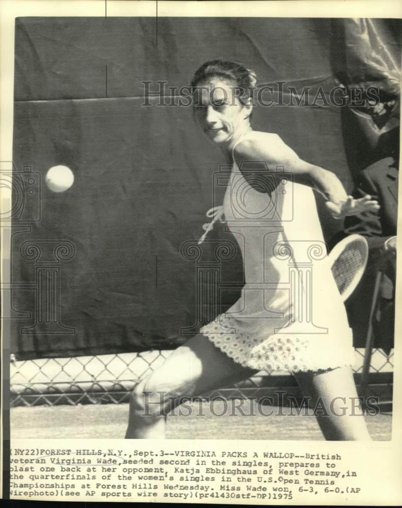 1975 Press Photo Virginia Wade at U.S. Open Tennis Championships - nos32960- Historic Images