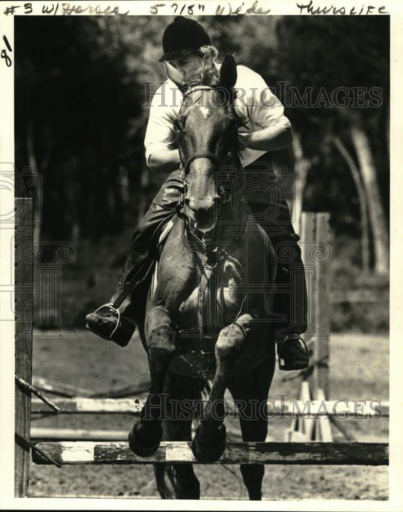 1980 Press Photo Randy Wegman Jumping Horse Over Fence - nos33063- Historic Images