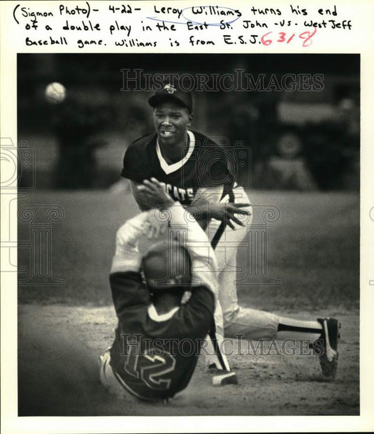 1988 Press Photo Leroy Williams, East St. John Baseball Player During Game- Historic Images