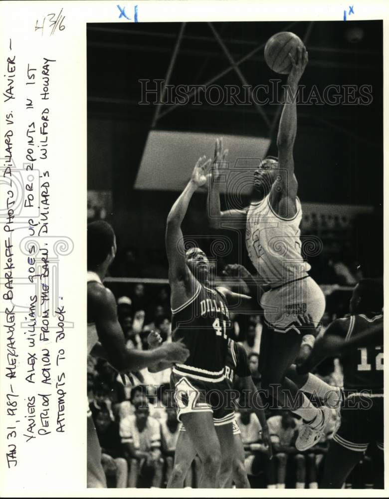 1987 Press Photo Dillard vs. Xavier Basketball Game - nos33223- Historic Images