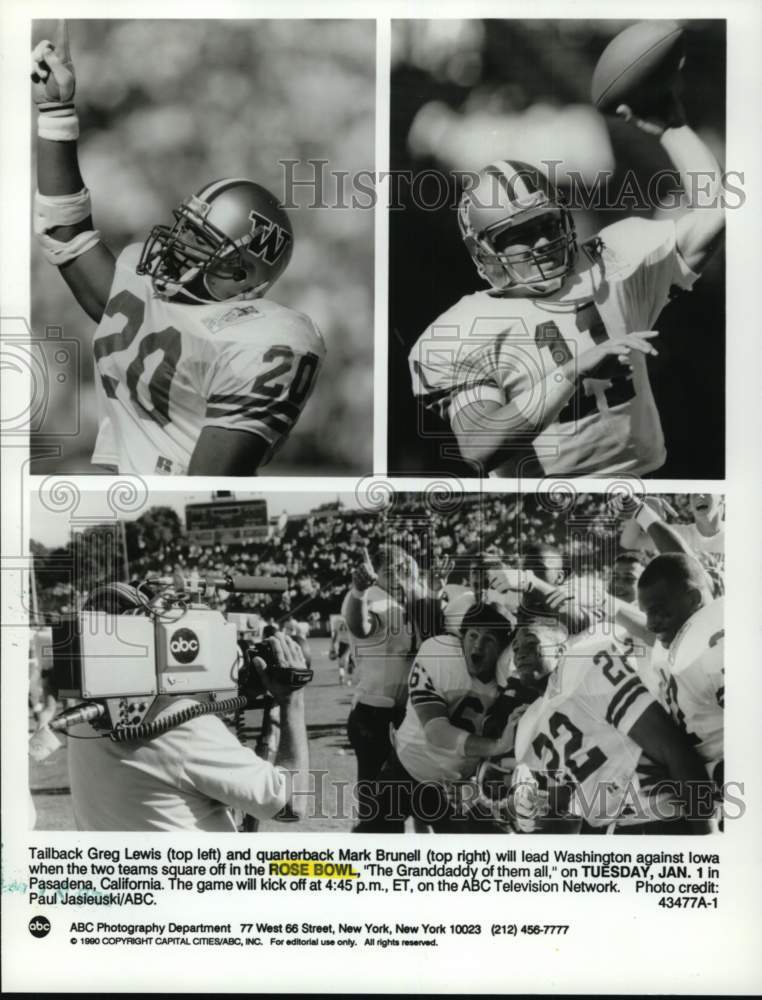 1990 Press Photo Washington vs. Iowa in Rose Bowl Football Game - nos33261- Historic Images