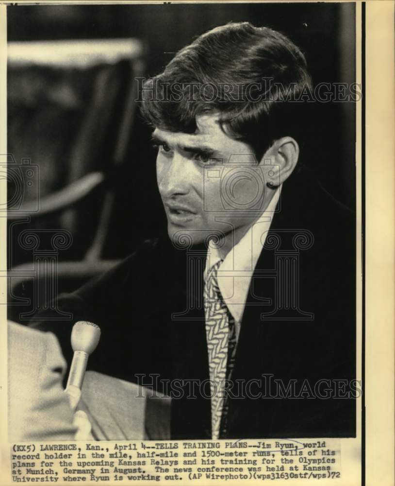 1972 Press Photo Jim Ryun at Kansas University News Conference - nos33345- Historic Images