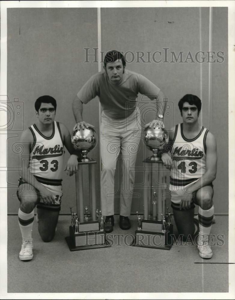 1971 Press Photo Andy Russo, Charlie &amp; Joe Furlan of Brother Martin Basketball- Historic Images