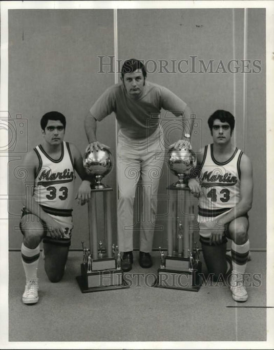 1971 Press Photo Andy Russo, Charlie & Joe Furlan of Brother Martin Basketball- Historic Images