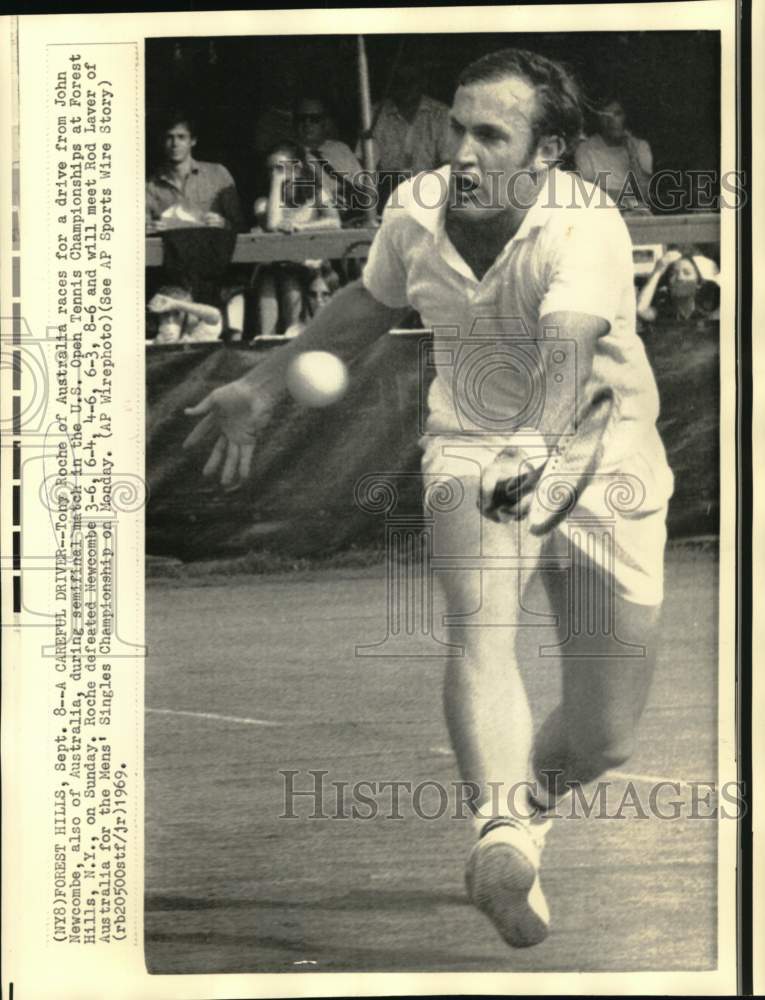 1969 Press Photo Tony Roche at U.S. Open Tennis Championships - nos33529- Historic Images