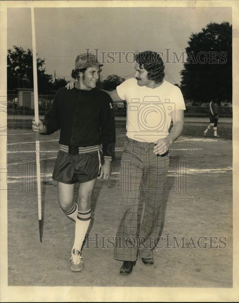 1974 Press Photo Bill &amp; Paul Wilcox at Javelin Area During State Track Qualifier- Historic Images