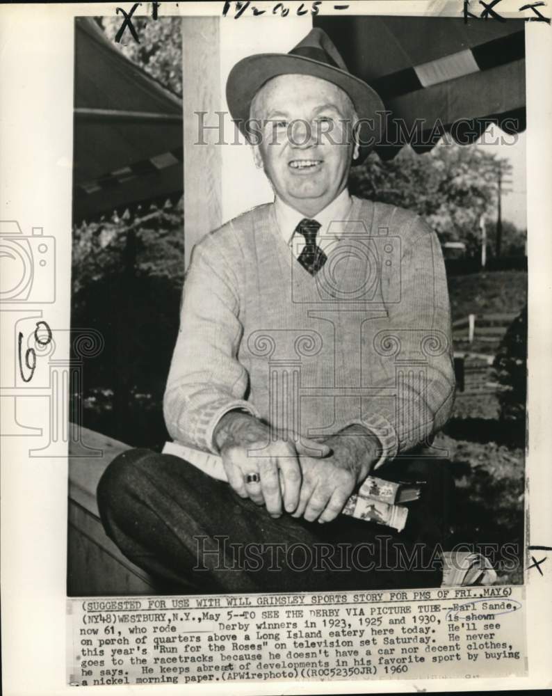 1960 Press Photo Former Jockey Earl Sande in Long Island - nos33909- Historic Images