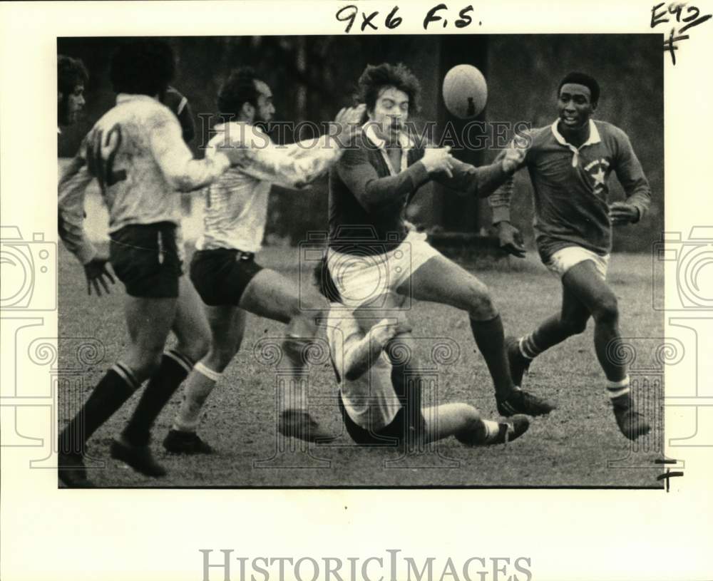 1980 Press Photo Texas vs. Louisiana Rugby Match - nos34100- Historic Images