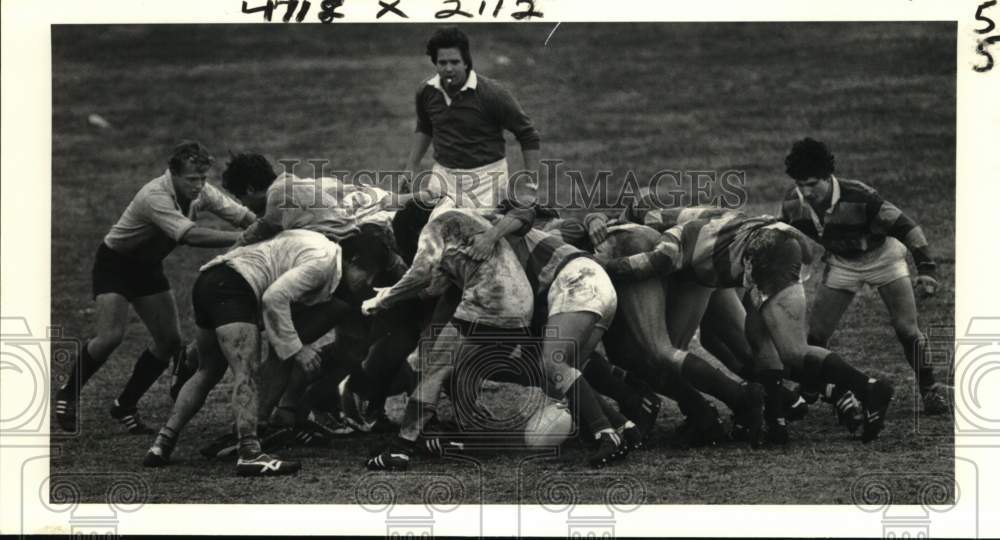 1983 Press Photo Ruggers in Rugby Match - nos34102- Historic Images