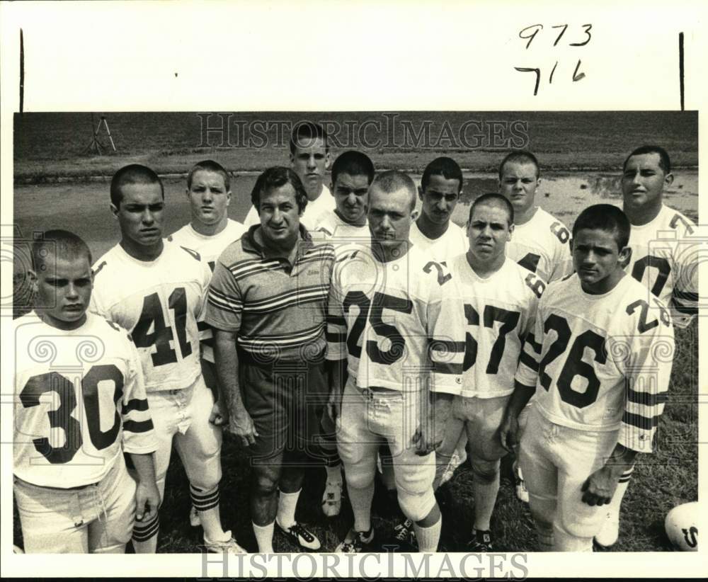 Press Photo Football Joe Zimmerman with Players - nos34235- Historic Images