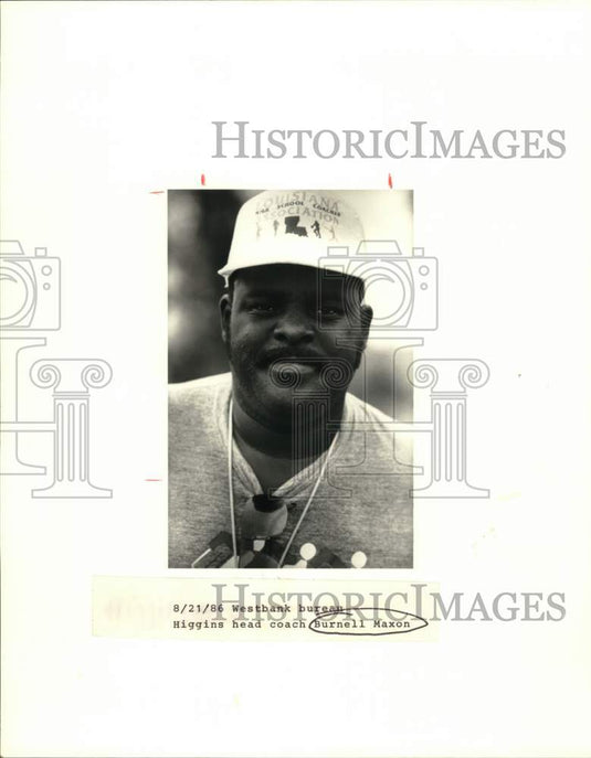 1986 Press Photo Higgins Football Head Coach Burnell Maxon - nos34262- Historic Images