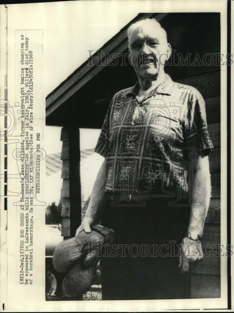 1968 Press Photo Former Heavyweight Boxer Jess Willard at Home in Los Angeles- Historic Images