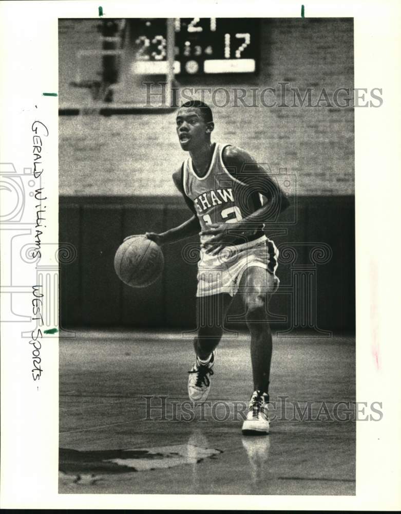 1989 Press Photo Gerald Williams, Shaw Basketball Player - nos34381- Historic Images