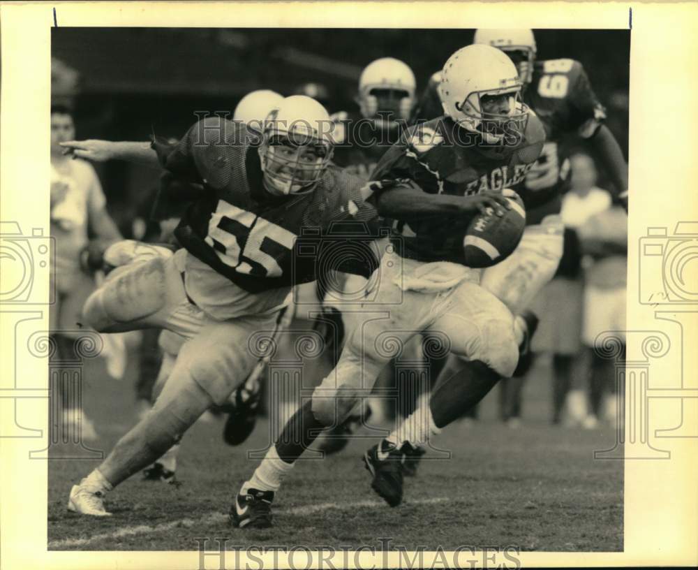 1990 Press Photo Shaw vs. Curtis Scrimmage Football Practice - nos34410- Historic Images