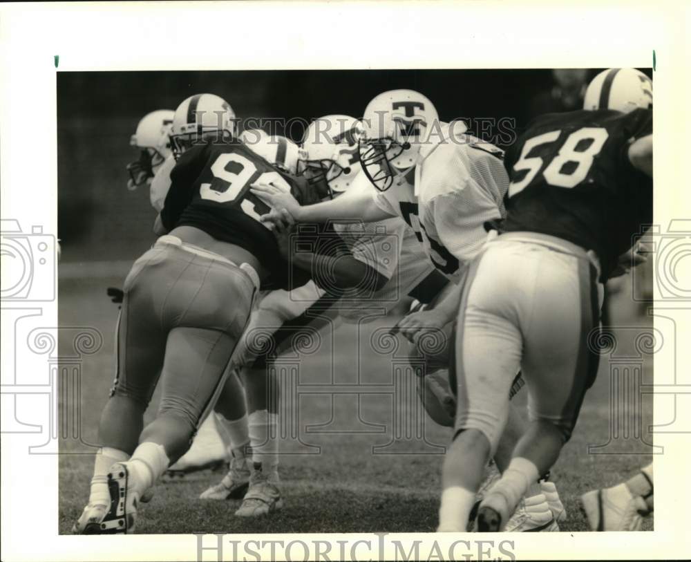 1989 Press Photo Tulane Football Offensive Line - nos34414- Historic Images