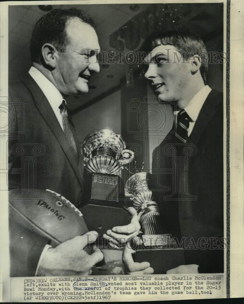 1967 Press Photo Louisiana State University Charlie McClendon &amp; Glen Smith- Historic Images