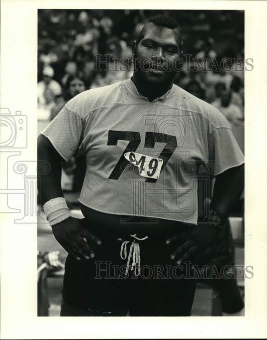 1983 Press Photo Mr. T lookalike Keith Smith at tryout for NO Breakers football- Historic Images