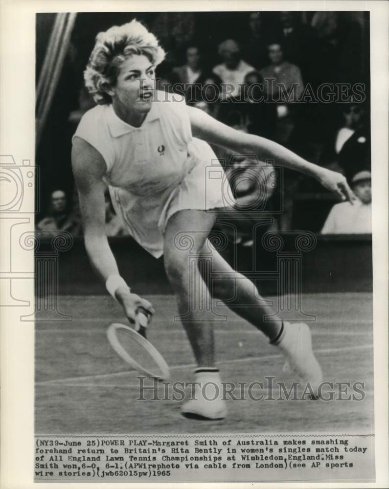 1965 Press Photo Margaret Smith at All England Lawn Tennis Championships- Historic Images