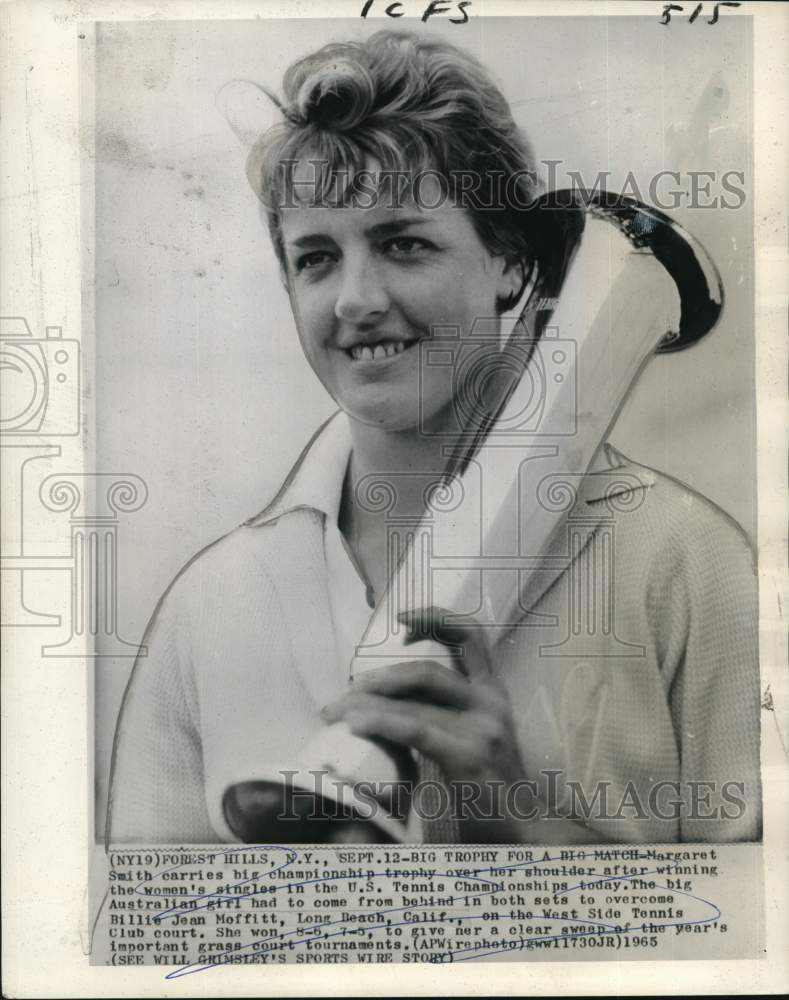 1965 Press Photo Margaret Smith Court won US Tennis Championship women&#39;s singles- Historic Images