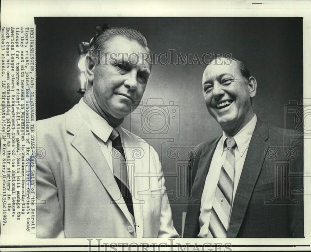 1969 Press Photo All-Star managers Mayo Smith (AL) and Red Shoendienst (NL)- Historic Images