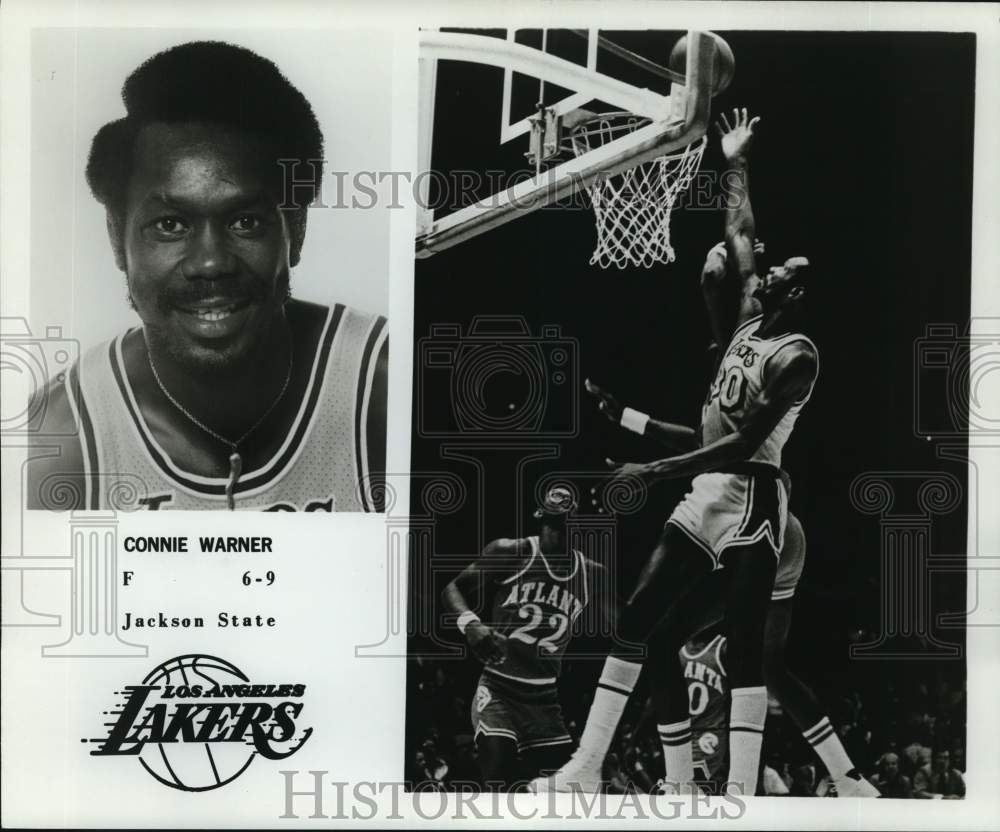 1977 Press Photo LA Lakers 6&#39;9&quot; forward Connie Warner, of Jackson State- Historic Images