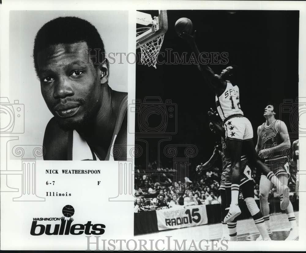 1977 Press Photo Washington Bullets&#39; 6&#39;7&quot; basketball forward Nick Weatherspoon- Historic Images