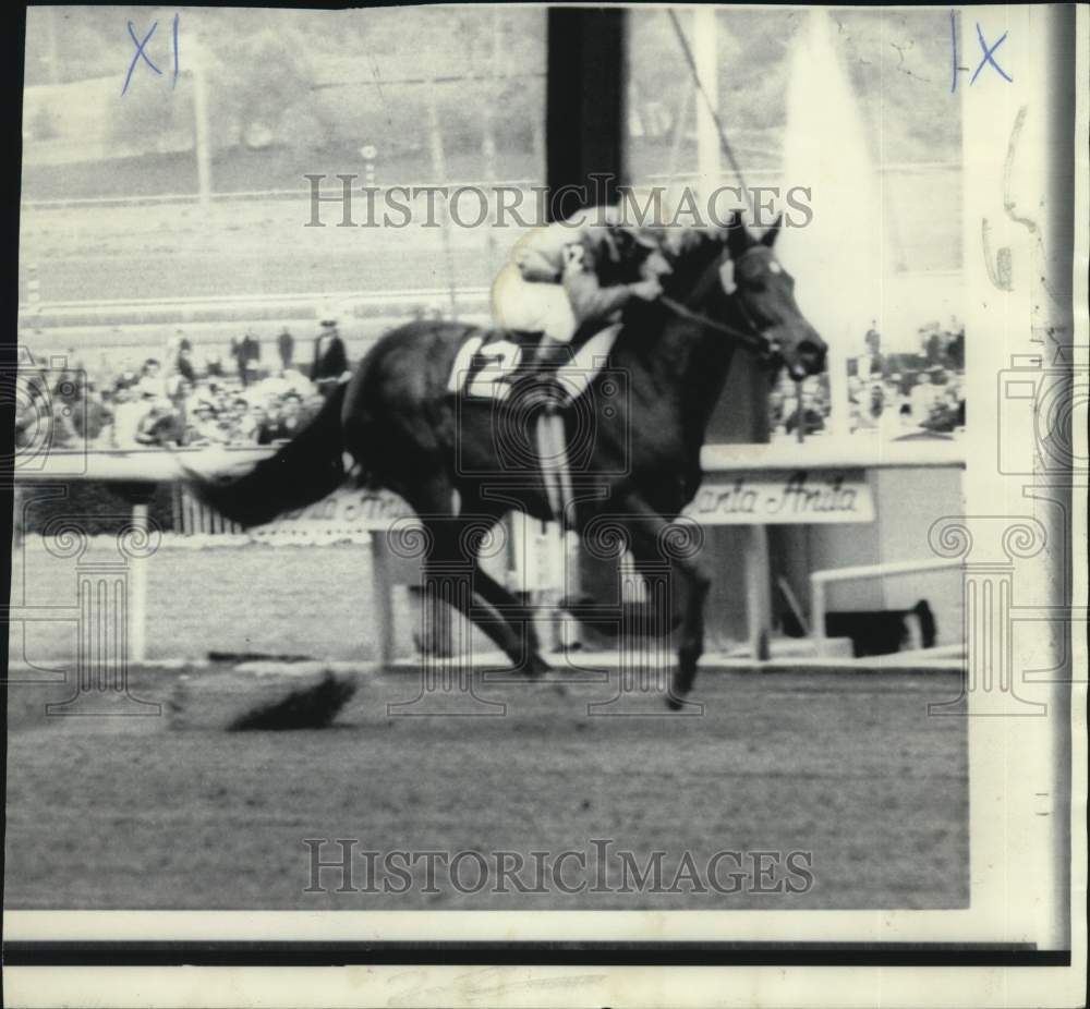 1969 Press Photo Jockey Willie Shoemaker racing at Santa Anita, California track- Historic Images