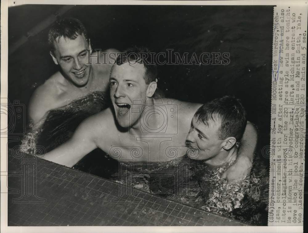 Wardorp Press Photo Michigan swimmer Jack Wardrop sets NCAA and Intercollegiat ...