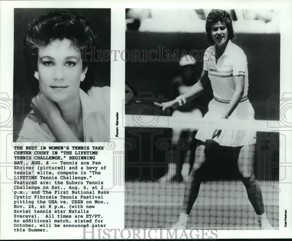 1987 Press Photo Tennis ace Pam Shriver competes in &#39;Lifetime Tennis Challenge&#39;- Historic Images