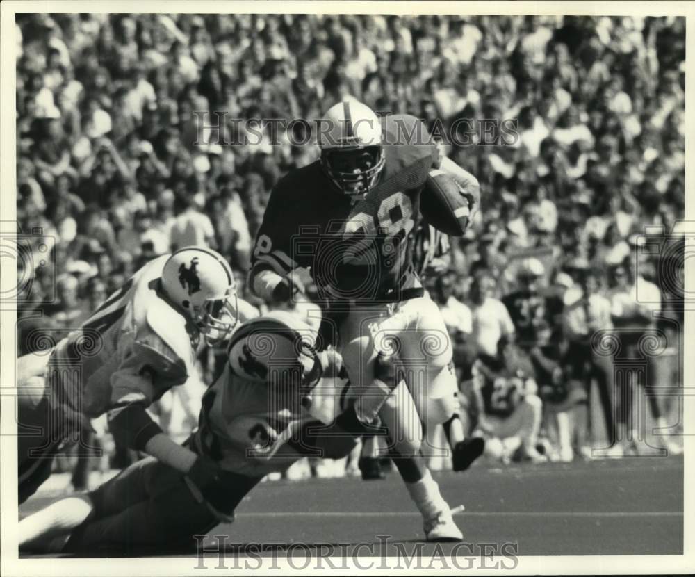 1985 Press Photo Football player Jeff Smith (28) led nation in rushing- Historic Images