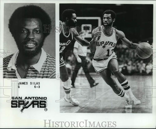 1979 Press Photo San Antonio Spurs 6'3" basketball guard James Silas - nos35305- Historic Images