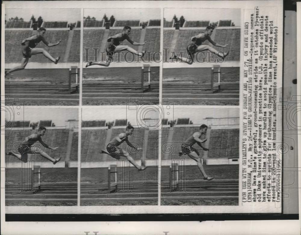 1956 Press Photo Sequence shots show Duke sprinter Dave Sime&#39;s graceful form- Historic Images