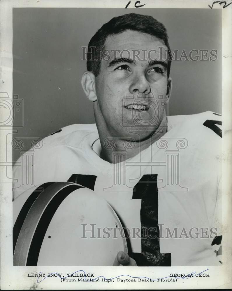 1967 Press Photo Georgia Tech tailback, Lenny Snow - nos35537- Historic Images