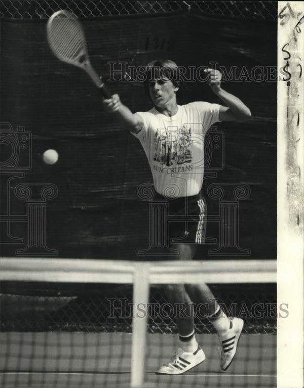 1980 Press Photo Rummel's tennis player Tim Siegel at Quad-A Singles ...