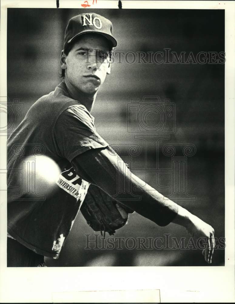 1987 Press Photo University of New Orleans&#39; baseball pitcher Joe Slusarski.- Historic Images