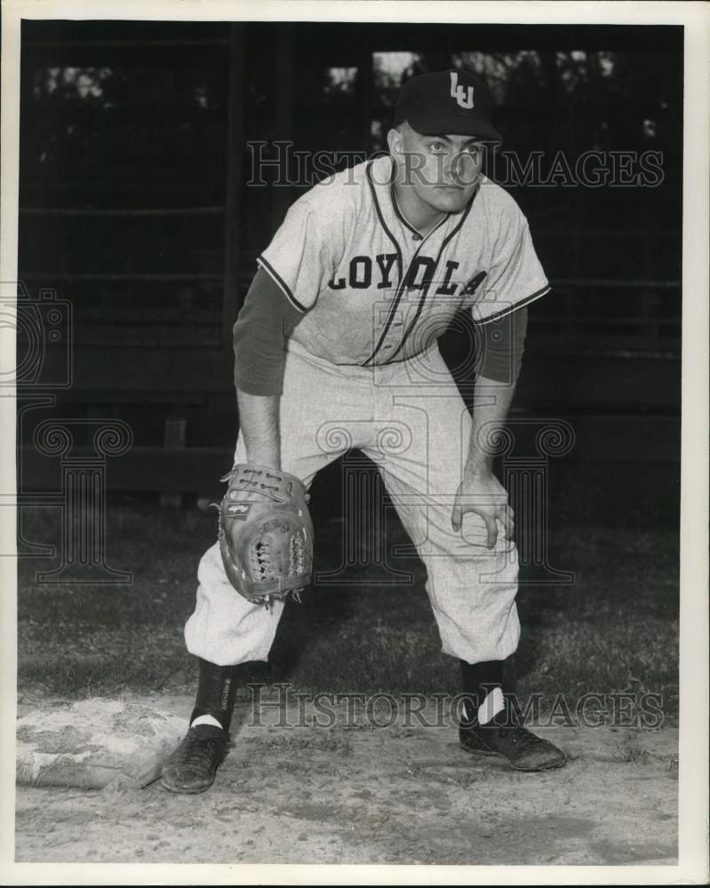 Press Photo Baseball player Joe Slavinski from Loyola. - nos35609- Historic Images