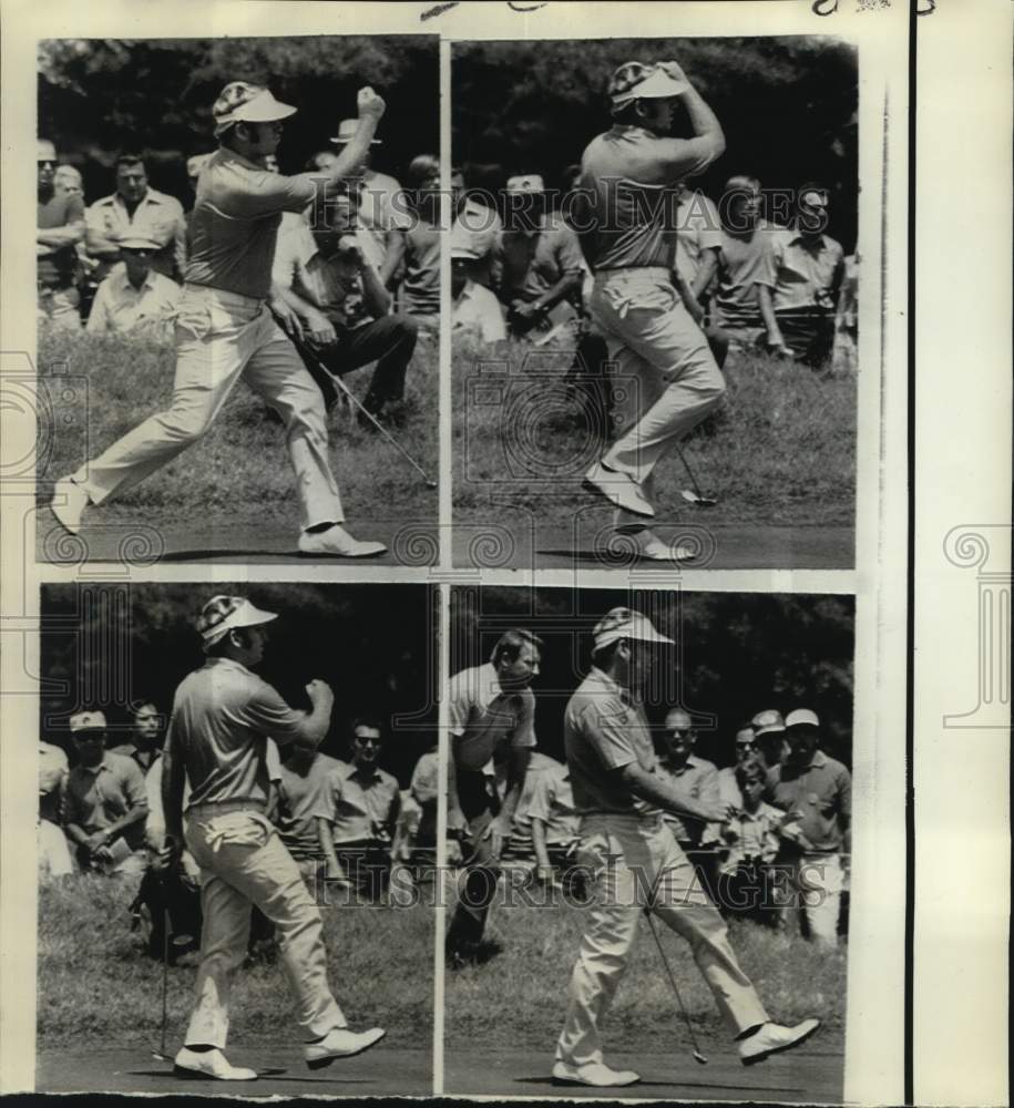 1977 Press Photo Bob Smith's reaction as golf ball rolls toward fourth green cup- Historic Images