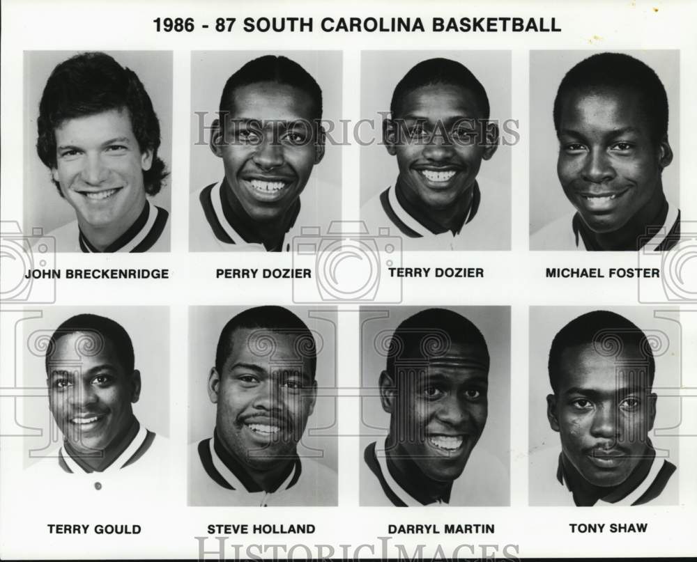 1986 Press Photo University of South Carolina Basketball Team Members- Historic Images