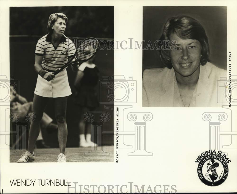 1987 Press Photo Tennis player Wendy Turnbull sponsored by Virginia Slims.- Historic Images