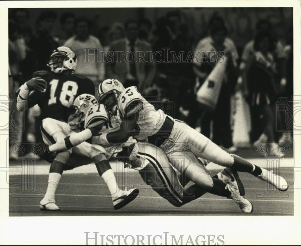 1987 Press Photo Tulane Versus Louisiana State University Football Game- Historic Images