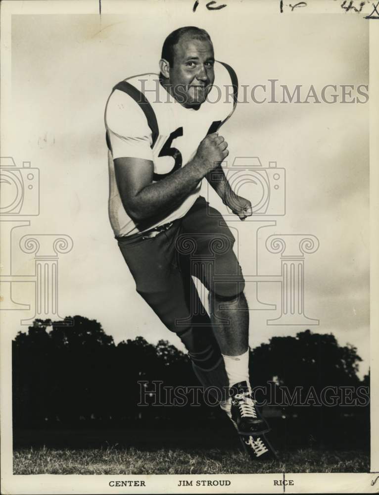 1967 Press Photo Rice University Football Center Jim Stroud - nos36800- Historic Images