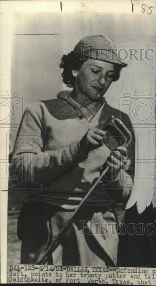 1951 Press Photo Golfer Babe Didrikson Zaharias with Putter at Dallas, Texas- Historic Images