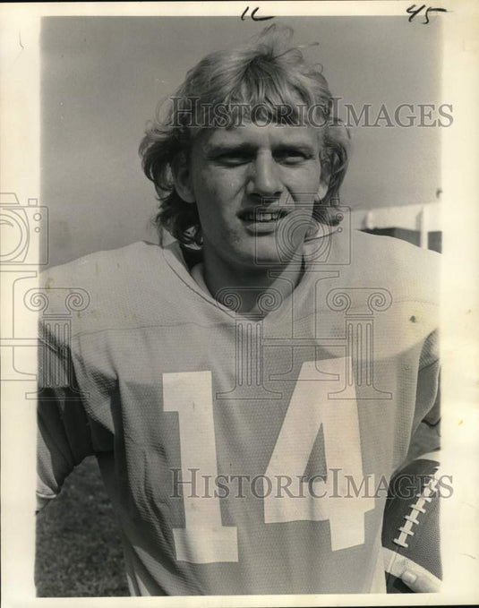 1973 Press Photo Mid-City Baptist High School Pioneers Footballer Mike Tyler- Historic Images