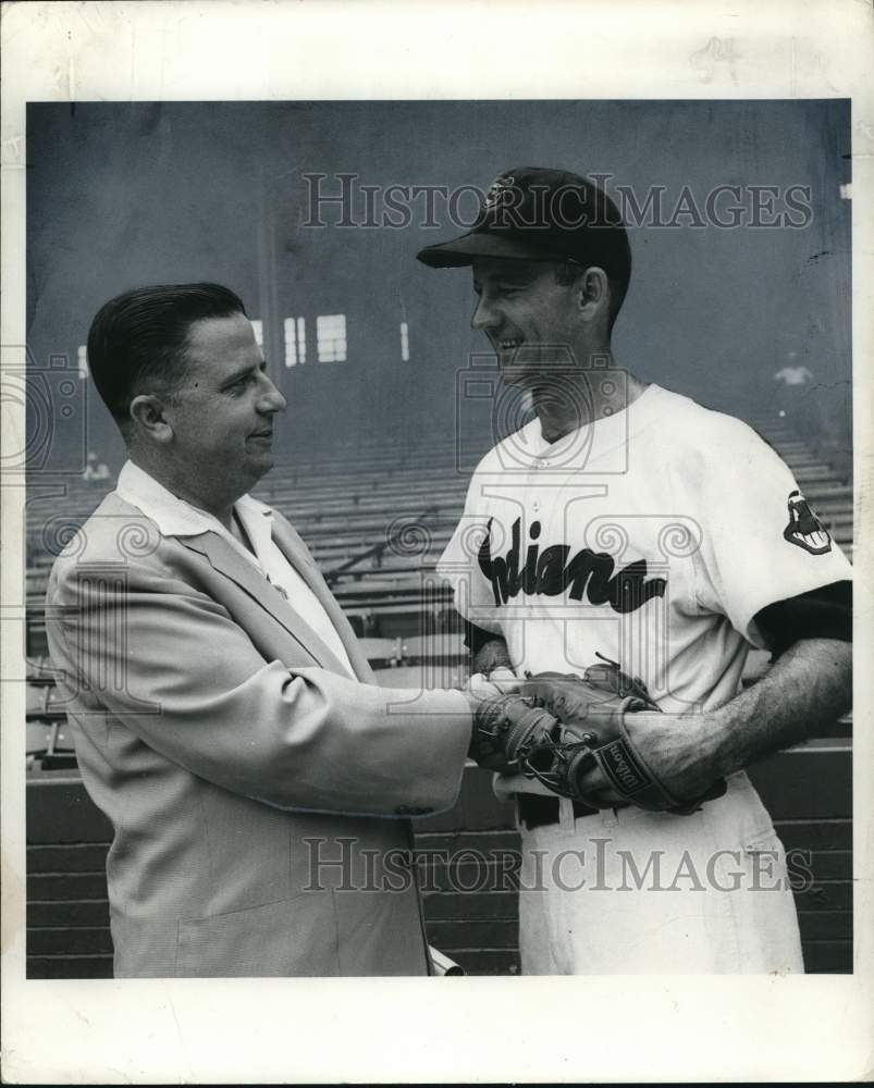 Press Photo George Strickland, Cleveland Indians Pitcher with C. R. Thurman- Historic Images