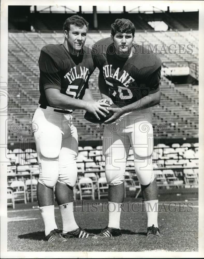 1971 Press Photo Chip DeWitt &amp; Jim Thompson, Tulane University Football Players- Historic Images