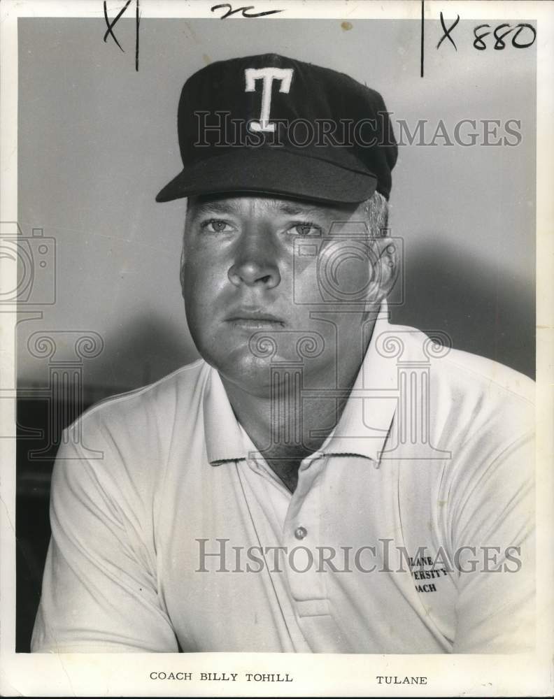 1968 Press Photo Billy Tohill, Tulane University Football- Historic Images