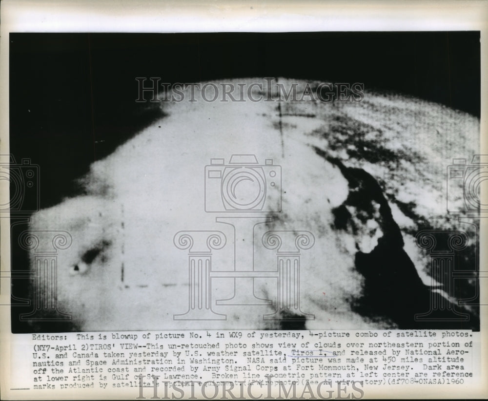 1960 Press Photo Space View of Clouds over Northeastern Portion of US & Canada