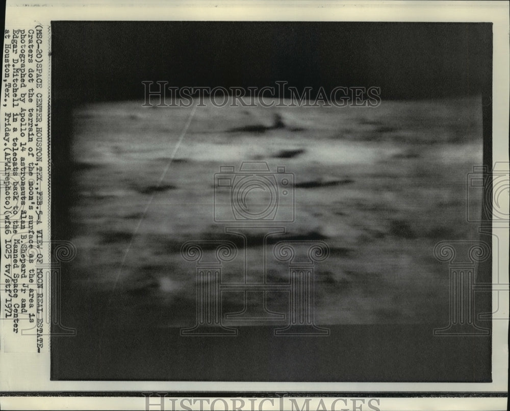 1971 Press Photo Craters Dot Terrain of Moon&#39;s Surface During Apollo 14 Mission
