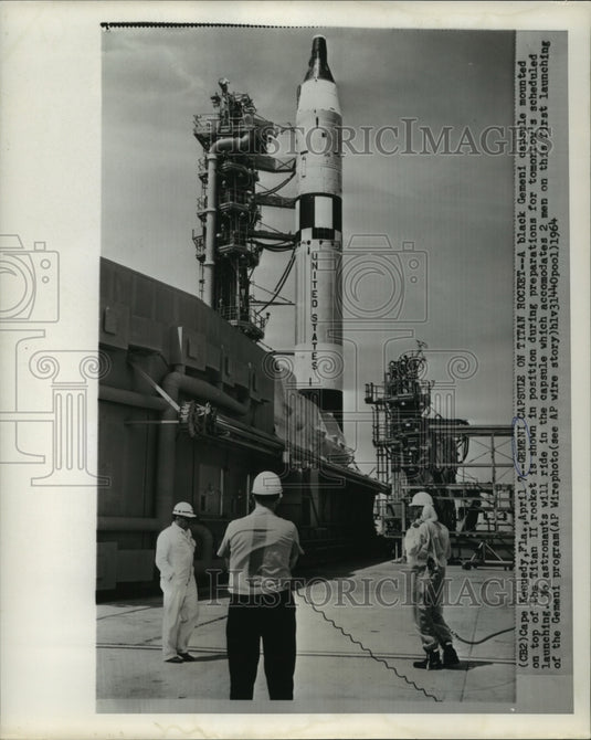1964 Press Photo Titan 2 Rocket & Unmanned Gemini I Capsule Launch, Cape Kennedy- Historic Images