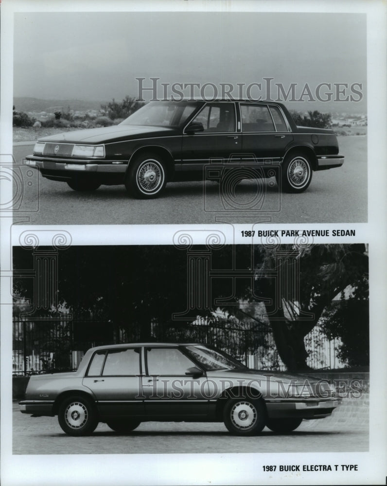 1987 Press Photo 1987 Buick Park Avenue Sedan and Buick Electra T Type- Historic Images